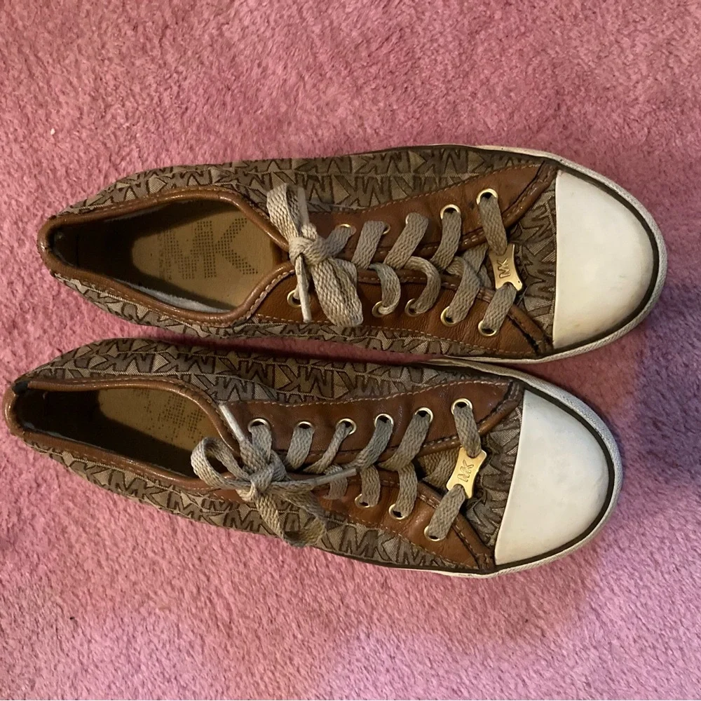 Rare Vintage Y2K Michael Kors Jacquard Canvas & Leather Sneakers/Gold Hardware